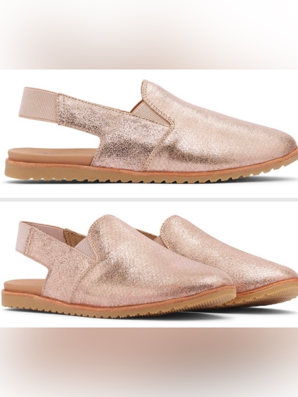 Sorel Ella Slingback Mule Sandals Metallic Rose Gold 9